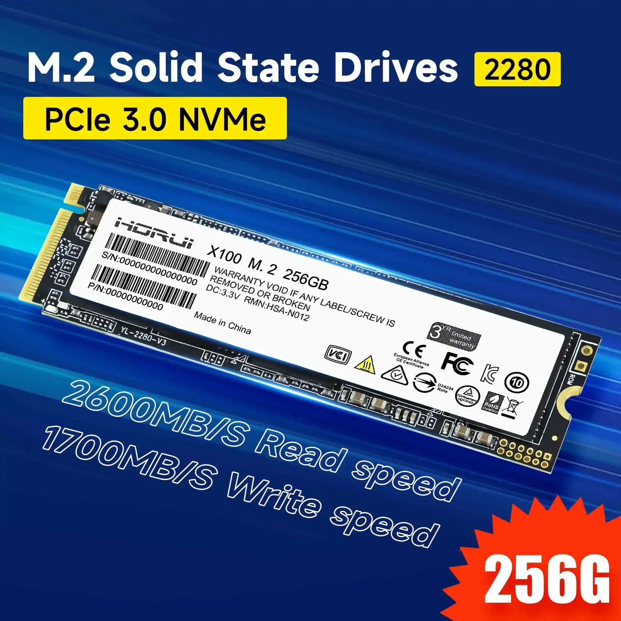 256G M.2 NVMe Solid State Drive PCle 3.0 Interface Fast Read and Write for Laptop Jetson Raspberry Pi PCIE