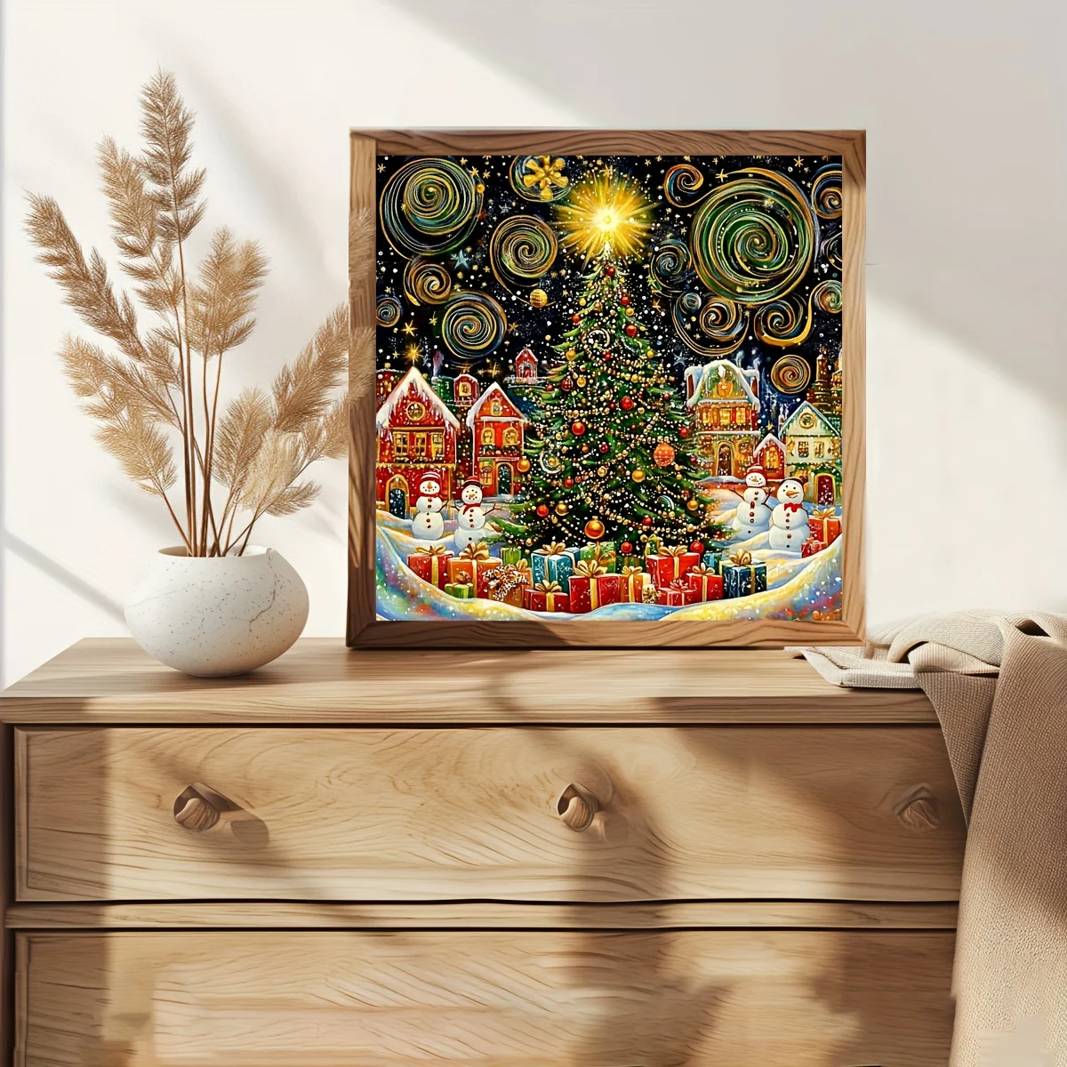 1PC 36X36cm/14.17X14.17inch, 11CT Print Cross Stitch DIY Kit, Starry Christmas Eve, Adult Beginner's Relaxed Cross Stitch