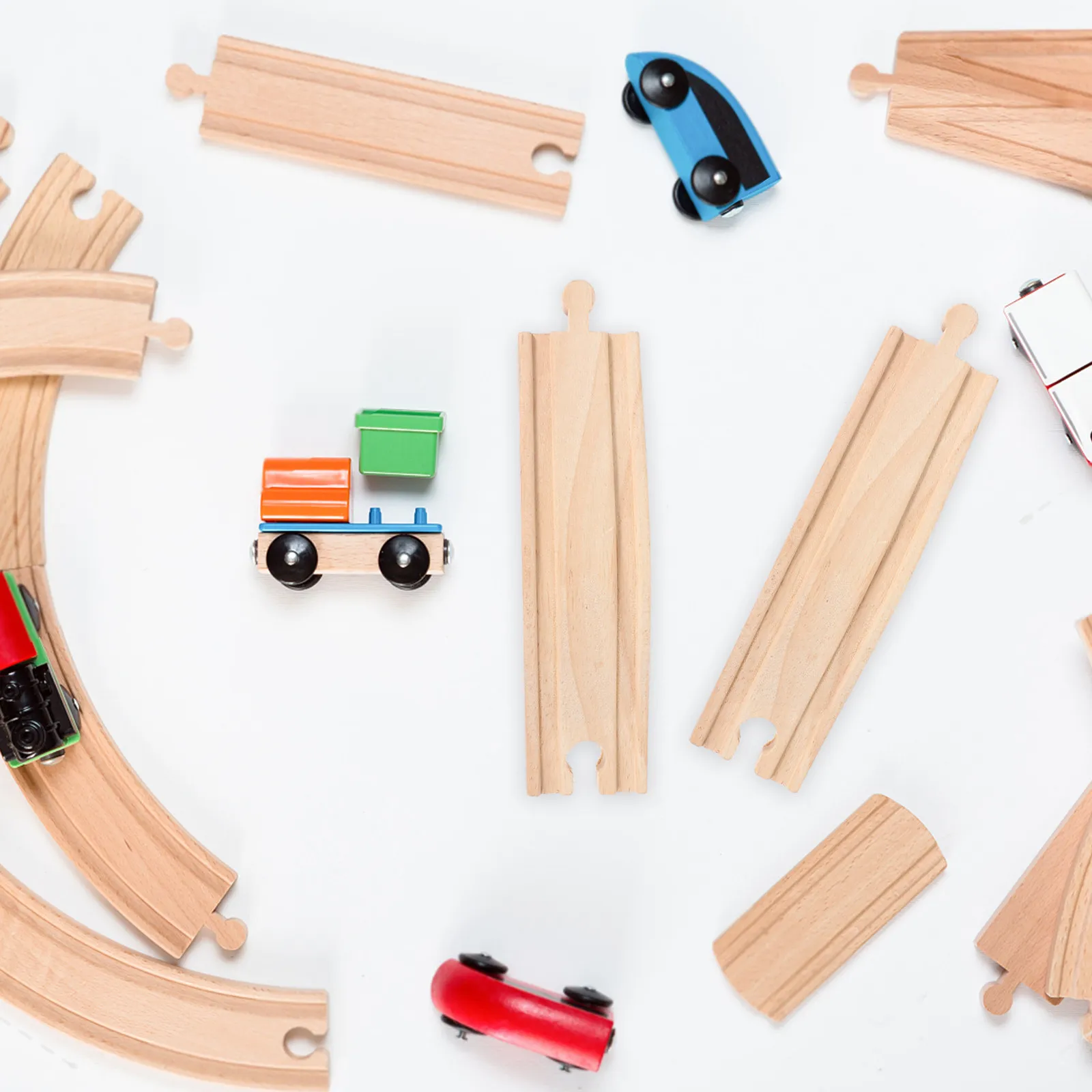 

2Pcs Wooden Train Track Accessories Safe Educational Kids DIY Slopes Railway Track Enhances Logical Thinking