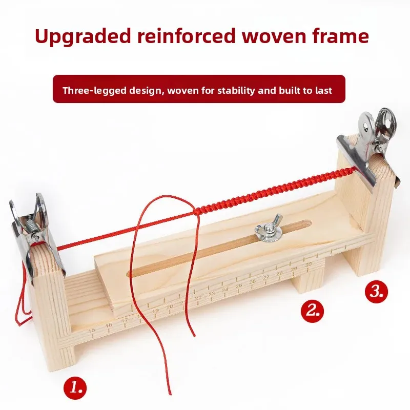 Wooden Braiding Jig, Hand Rope Fixing Frame, DIY Braid Tool for Bracelet & Necklace