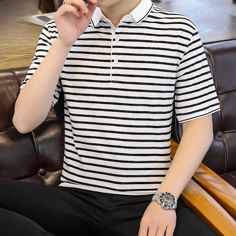 

Мужская летняя футболка Stripe ort Sve, новая, свободного кроя, повседневная, модная, из смесового хлопка и полиэстера, с защитой от сминания.