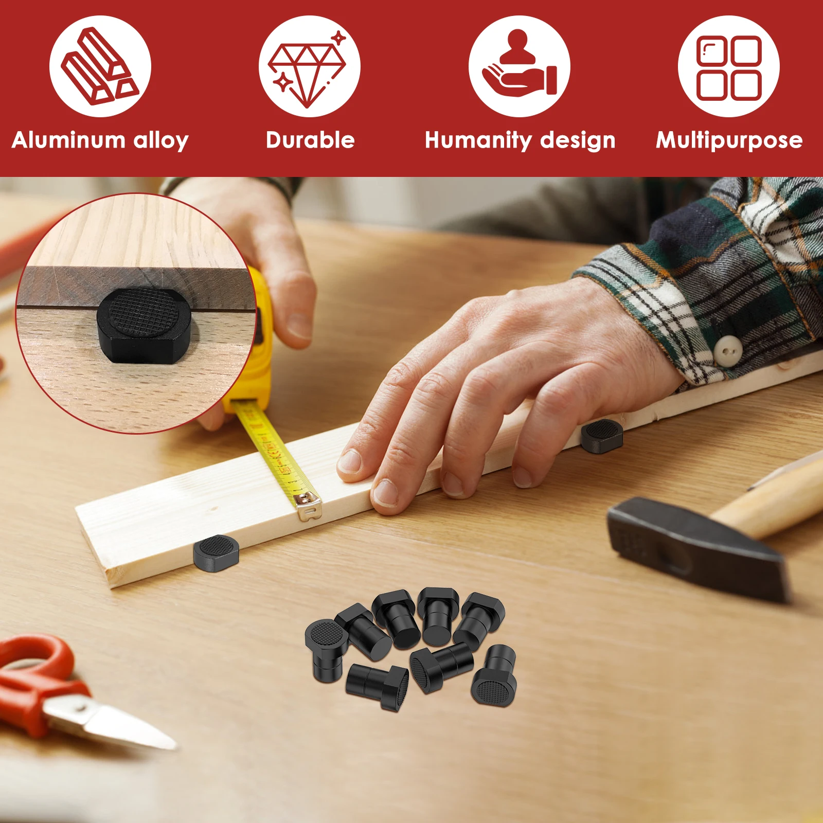 8pcs Bench Clamp Positioning Tenons Spray Paint Sanding Retainer Workbench Hole Stop Woodworking Tool Accessory Wood Board Clamp