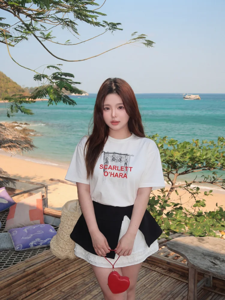 

Sweet Sle ort Sve T-irt Women's Inner Wear Top Letter Embroidery plus Size Loose Fit Cotton Blend Summer irt