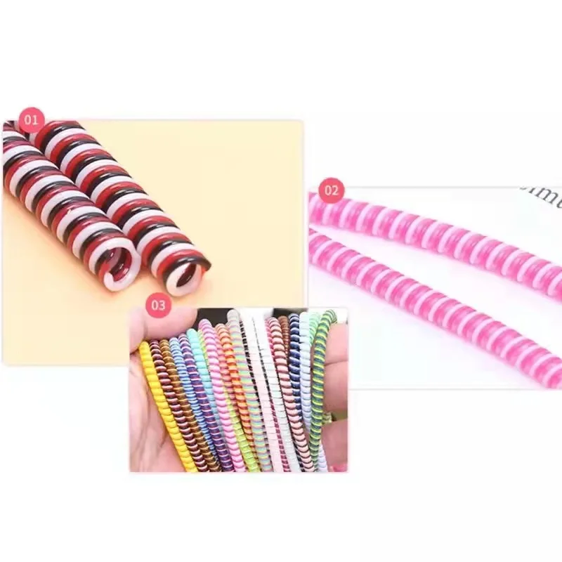 1.4M TPU Spiral USB Charging Cable Protector for iPhone 16 Samsung Huawei Plating Color Earphone Cord Protection Cable Winder view 5