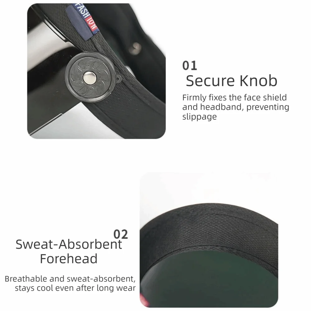 Unisex Anti-UV Welding Mask Adjustable Scratch Resistant Sun Visor Sweat-absorbing Full Face Cover Face Cover Shield Summer