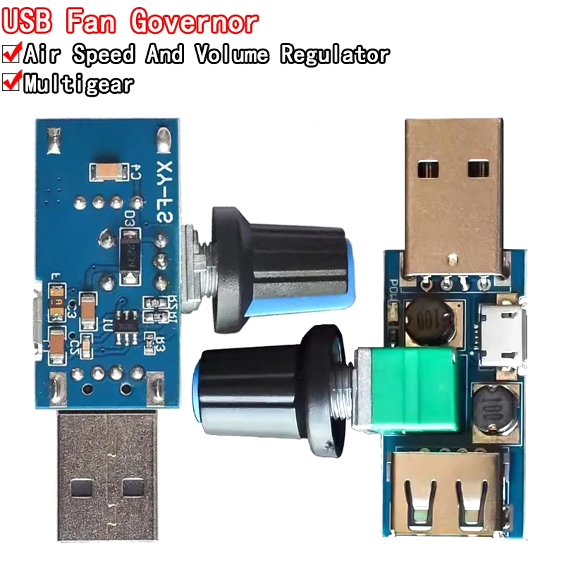 Mini USB Fan Governor Wind Speed Controller Air Volume Regulator Cooling Mute Multi Function Fan Speed Switch Module DC 5V