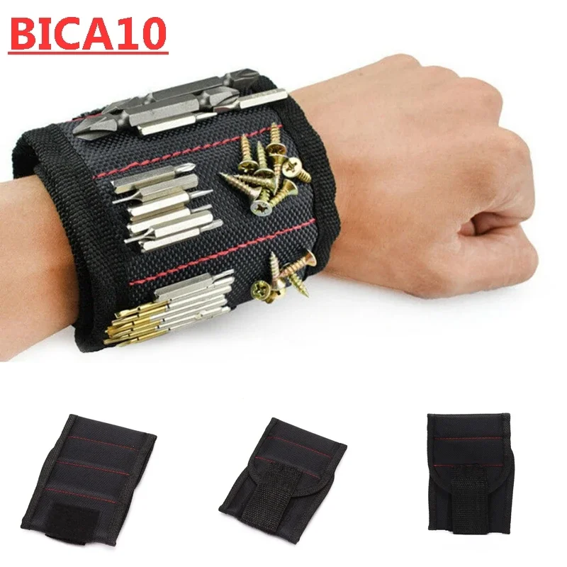 

Wristband Hand Wraps Tool Electrician Wrist Screws Holder Bracelet, 3 Rows 6 Magnets Repair Random Color