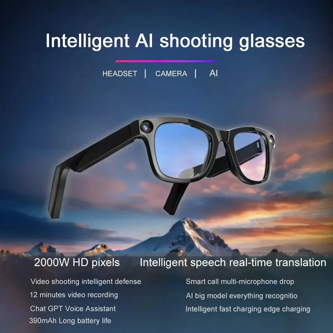 

New AI glasses HD anti-shake camera contact video glasses voice call noise reduction wireless Bluetooth headset glasses goggles
