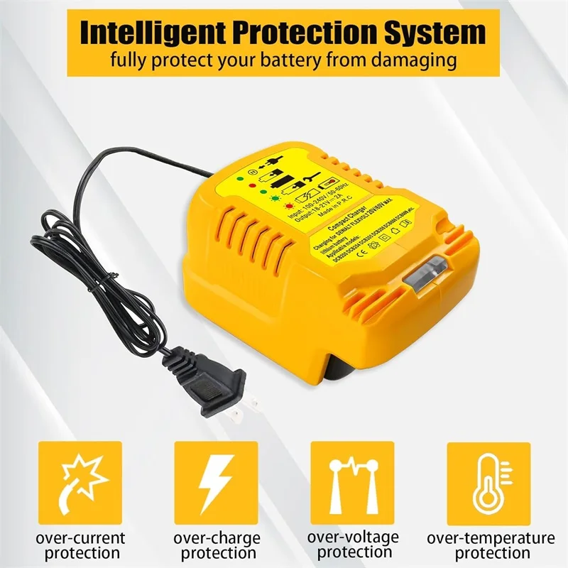 Mini Charger for Dewalt 18V 20V Lithium Battery Replace for DCB112 Convenient Charger for DCB203 DCB204 with LED Indicator