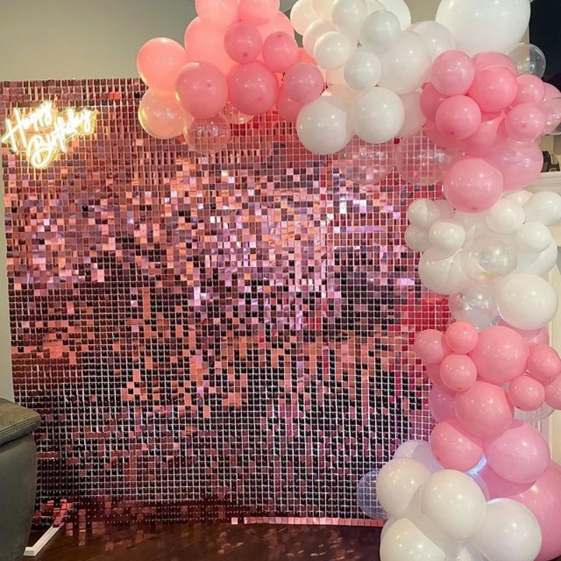 

12pcs/lot Shimmer Sequare Sequins Wall Background For Marriage&Wedding Decor Customized Baby Shower Decor Birthday Room Decor