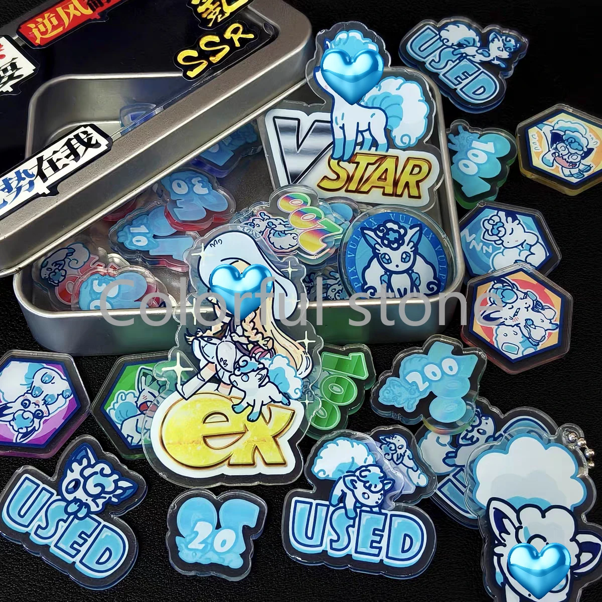 ポケモンtcgダメージカウンターセット-アイス・ヴァルピックス・リーリー・テーマ・ダイス-vstarマーカー-exボードゲームアクセサリー-ポケモンプレイヤーとファン向け