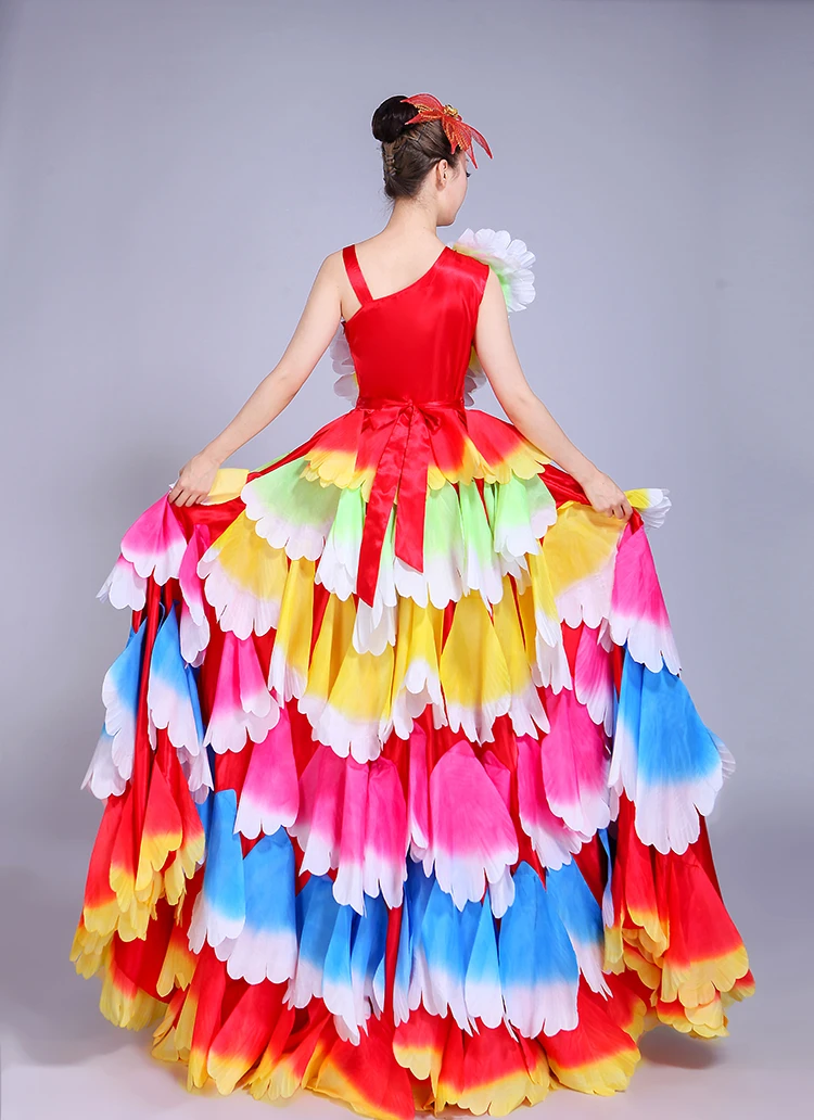 Damen Blütenblatt Spanisches Kleid für Auftritte, Tanzkostüm, Stierkampf-Flamenco-Kleider, Zigeuner-Flamenco-Bühnenkostüm, Neu 2026 – Detail 15