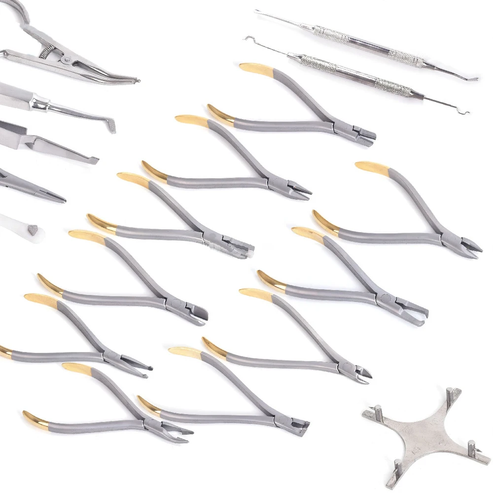 Dental Orthodontics Pliers Set 18pcs Orthodontic Forceps Distal End Cutter Plier Bracket Brace Remover Plier Dentistry Product