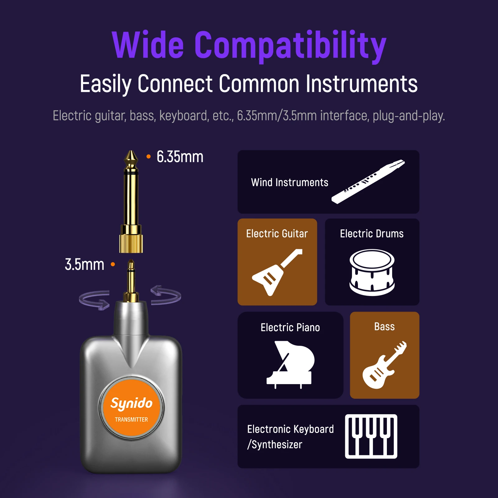 synido-sw100-58ghz-wireless-guitar-system-transmitter-receiver-5ms-low-latencyfor-instrument-dj-recording-live-streaming