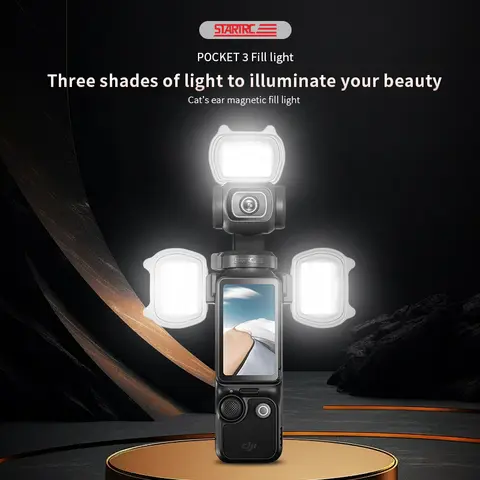 STARTRC 마그네틱 필 라이트 마운트 브래킷 포함, DJI Osmo 포켓 3 카메라 액세서리, 고양이 귀 LED 조명, 따뜻하고 부드러운 조명