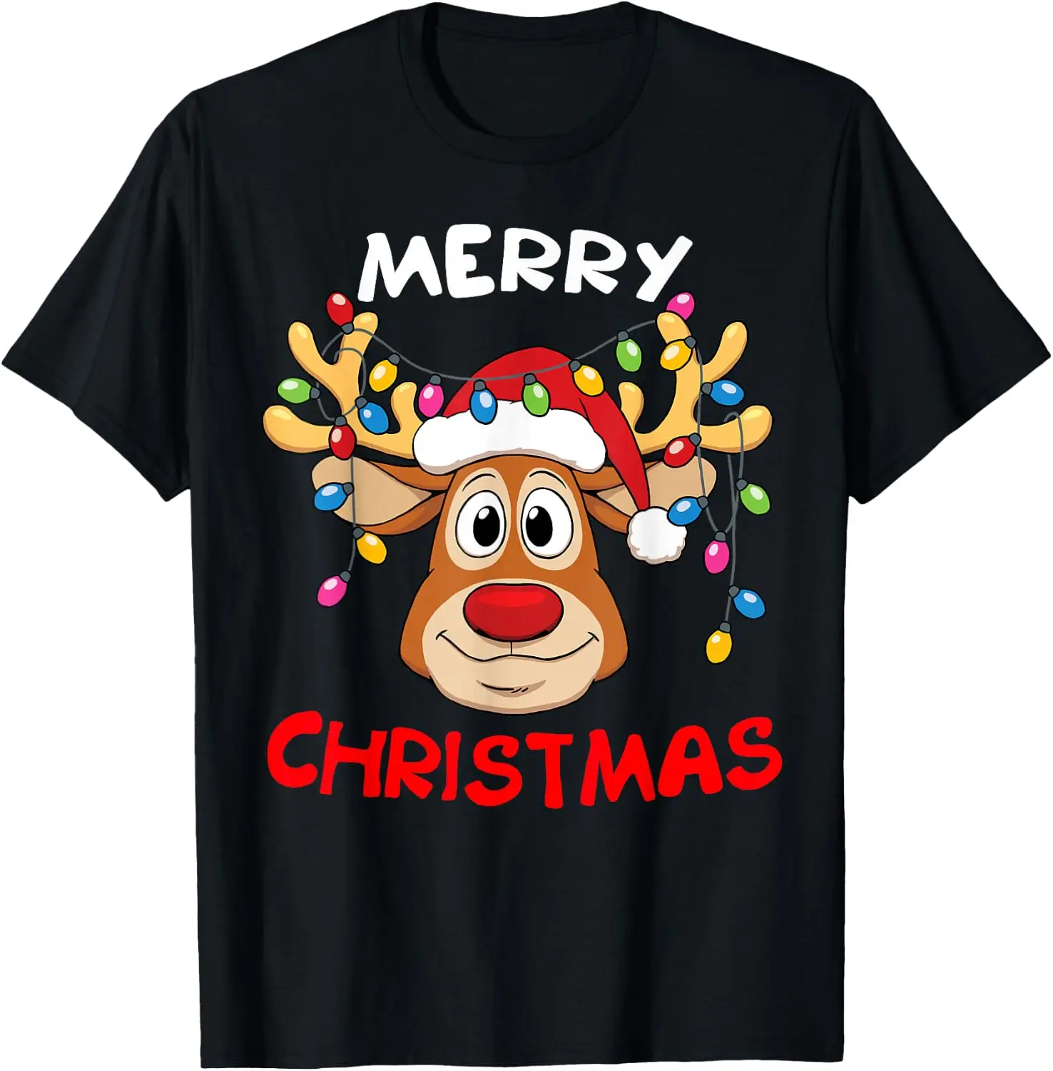 Merry Christmas Reindeer Xmas Family Men Women T-Shirt Breathable, heavyweight pure cotton short-sleeve top—stylish, plus-size, and suitable for year-round wear with a sporty, casual vibe