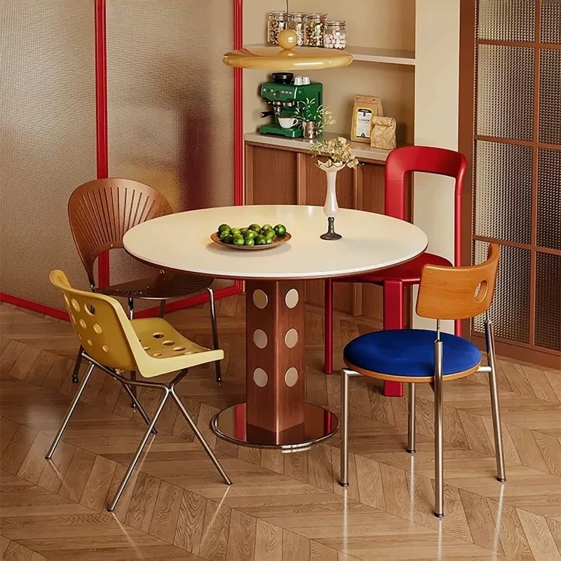 Lounge Luxury Metal Dining Tables Stainless Minimalist Dining Room Dining Tables Coffee Mesa Redonda Comedor Bar Furniture