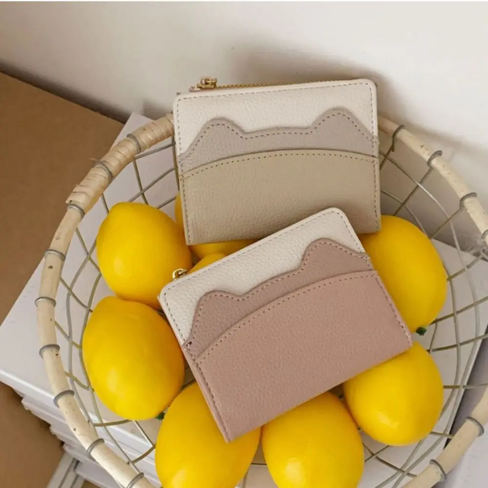

Портативный однотонный короткий кошелек с кошачьими ушками в корейском стиле, кошелек с несколькими слотами для карт, карман для карт, милая женская сумка для карт из искусственной кожи