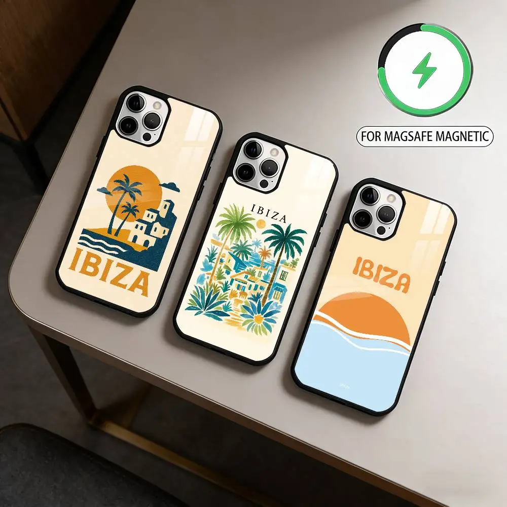 

Bali Ibiza Capri Bondi Palm Magnetic For Magsafe Wireless Charging Phone Case For iPhone17,16,15,14,13,12,11 Plus,Pro Max