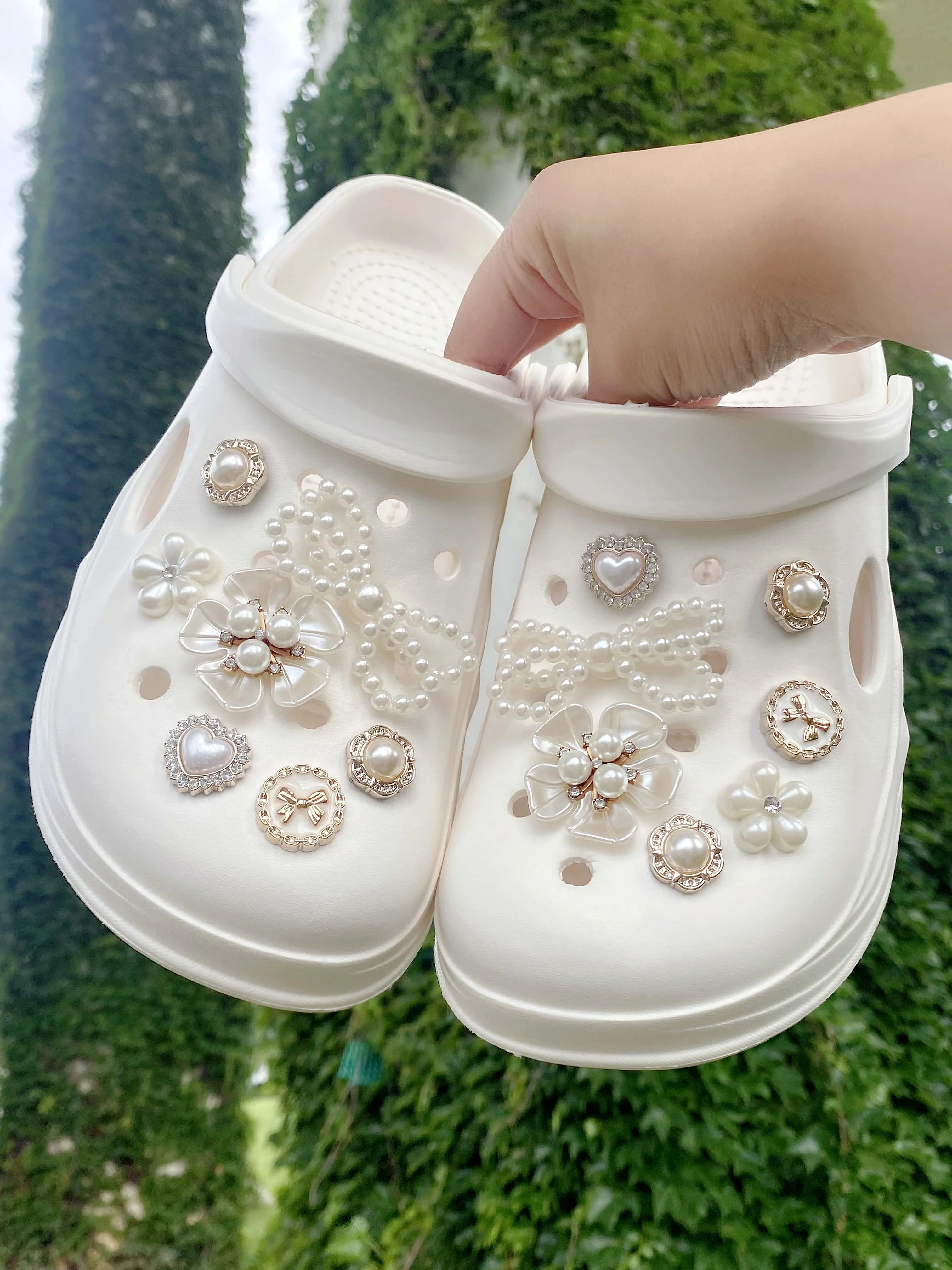 14 pieces of artificial pearl bow ABS pearl flower heart fashionable DIY accessories, holiday gifts