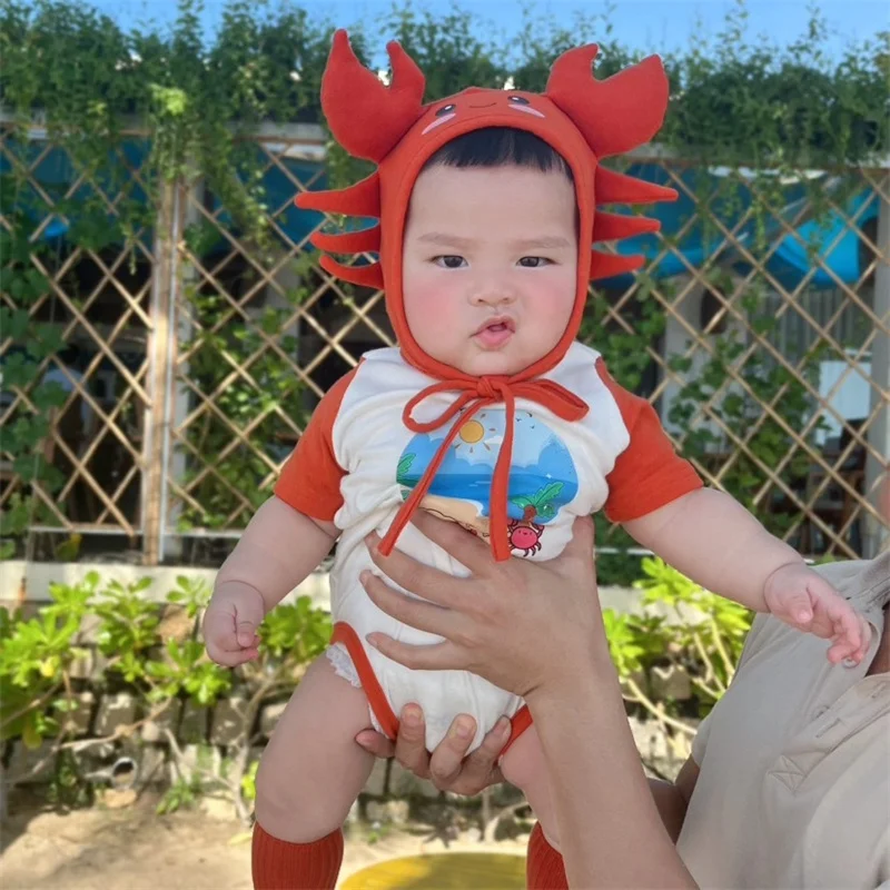 Newborn Baby Clothes Boy Girl Bodysuits ropa de bebe Short Sleeves Funny Crab Cotton Baby Romper Cartoon Korean Baby Outfits