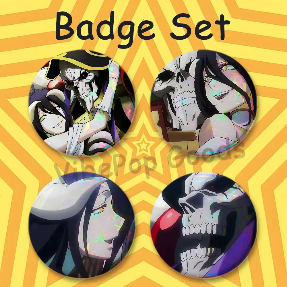 25mm Badge 4-Piece Set Mini Pill Baji Kawaii Collectibles Creative Button Pin for Ita-Bag Albedo Ainz Ooal Gown O-Overlord