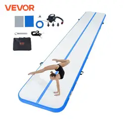 VEVOR Gymnastics Air Mat 4inch Thick Tumble Track with Electric Pump For Home Use Gym Yoga Cheerleading Beach Park Water