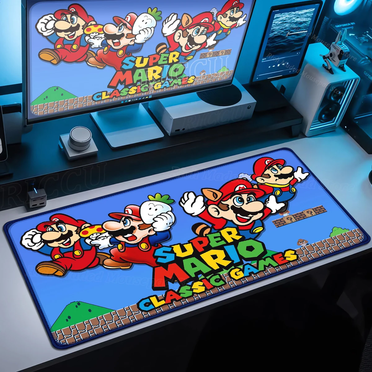 Большой игровой коврик для мыши Super M-Marioes Коврик для мыши HD с принтом Компьютерные геймеры с запирающимся краем XXL 900x400 мм Клавиатура ПК Килимок для киберспорта