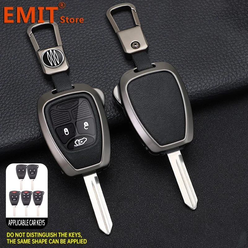 Zinc Alloy Car Key Case for Dodge RAM Caravan Grand Wagoneer JCUV Caliber Nitro 2/3/4/5/6 Button Keychain Cover Shell Holder Fob