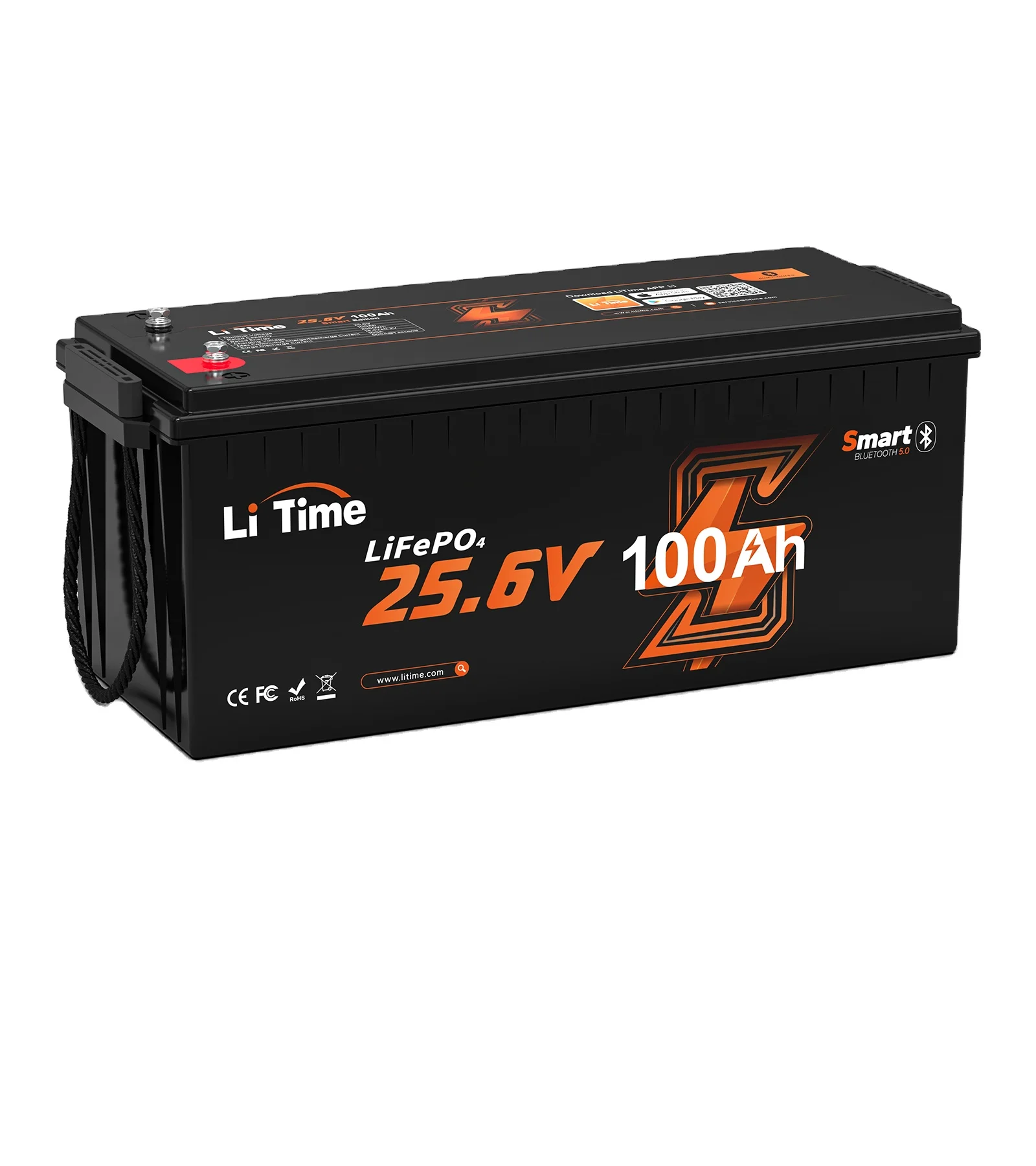 

24V 100Ah LiFePO4 Bluetooth Lithium RV Battery Pack Low-Temp Protection For Marine Use US EU AU JP CA Stock