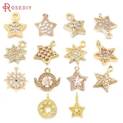 18K Gold Color Brass Zircon Star Charms Pendants High Quality Necklace Earrings Diy Jewelry Accessories Rosediy official-website