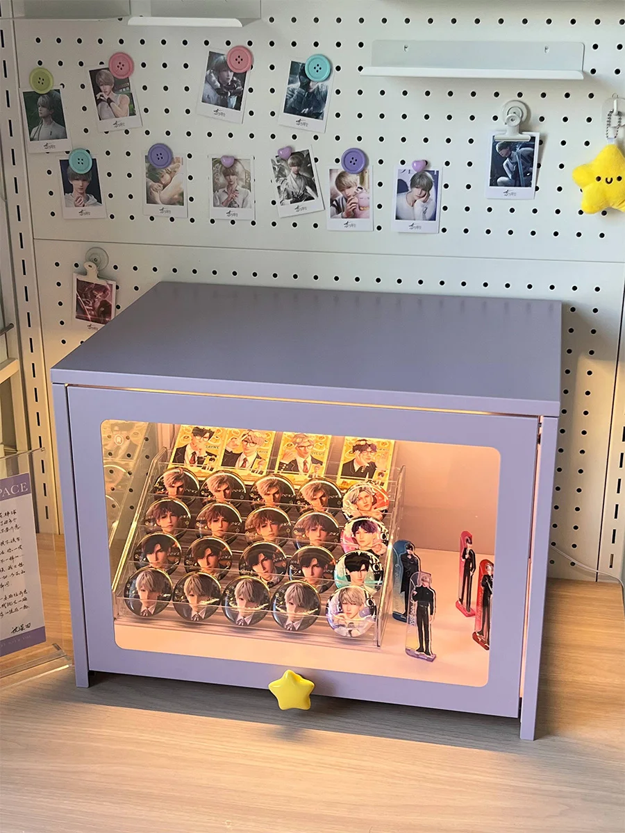 Figure cabinet Pain t Millet bar storage  Purple glass door display cabinet Dust-proof display cabinet Locker