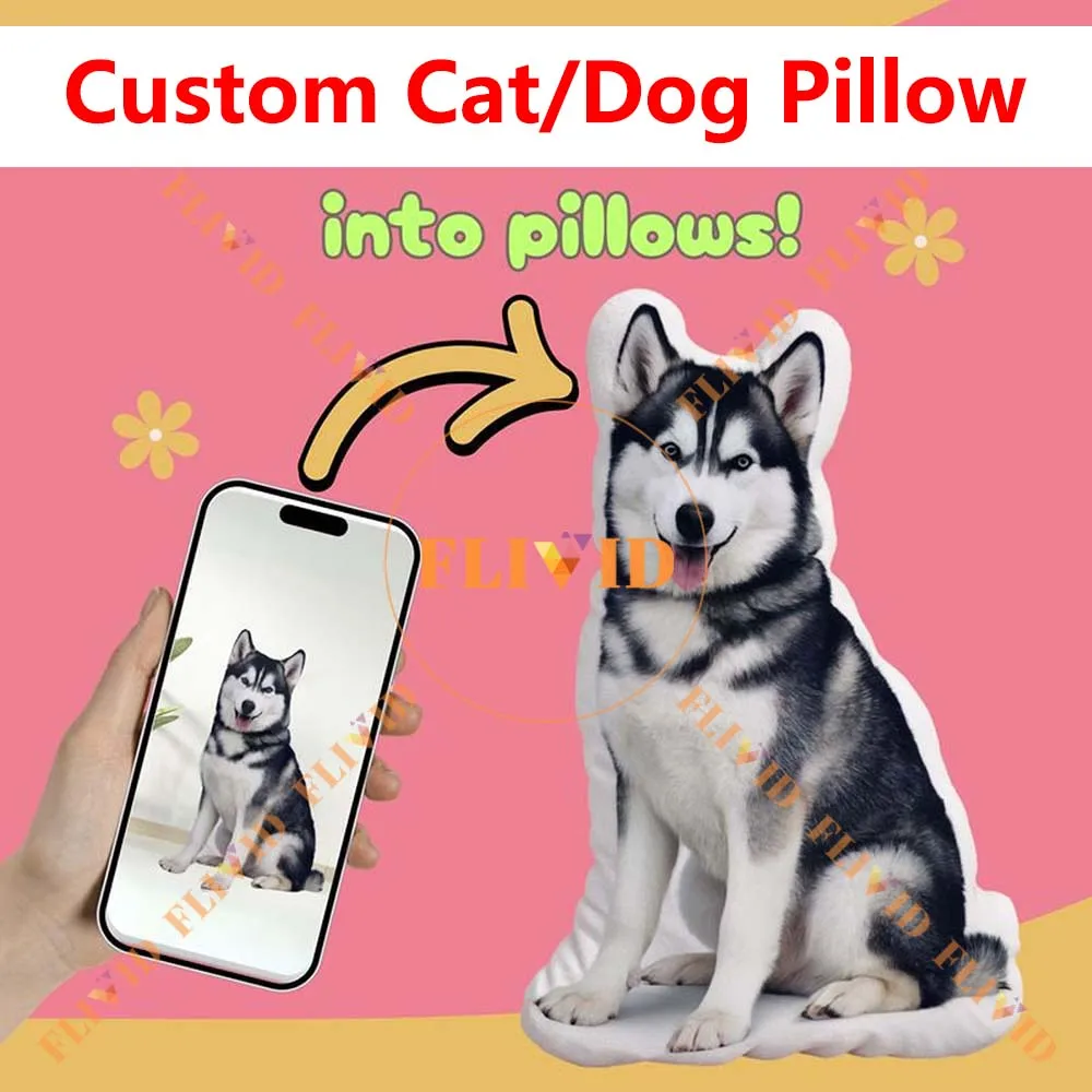 

Custom 3D Pet Dog/Cat Pillow Creative Birthday Gift Personalized Animals Pillows Memorial Photo Cushion Sofa Throw Pillow