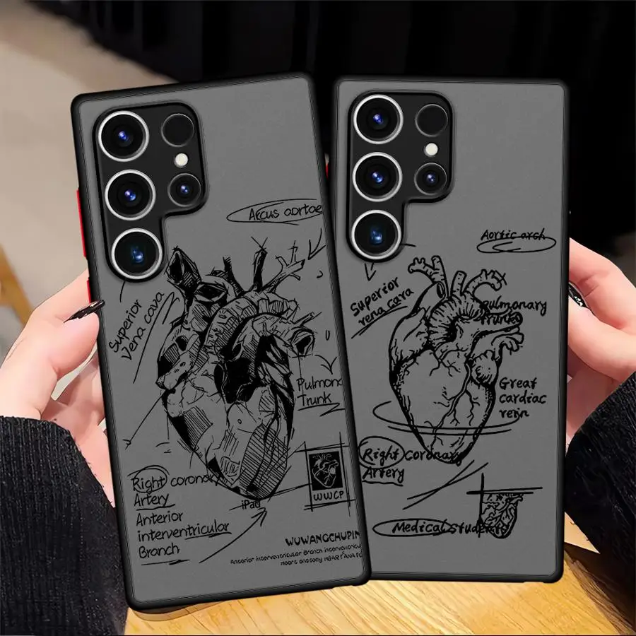 Cartoon Heart Pattern Phone Case for Samsung Galaxy S8 S22 Plus S23 Ultra S9 S21 FE Note 20 10 S25 S24 S20 Soft Cover 