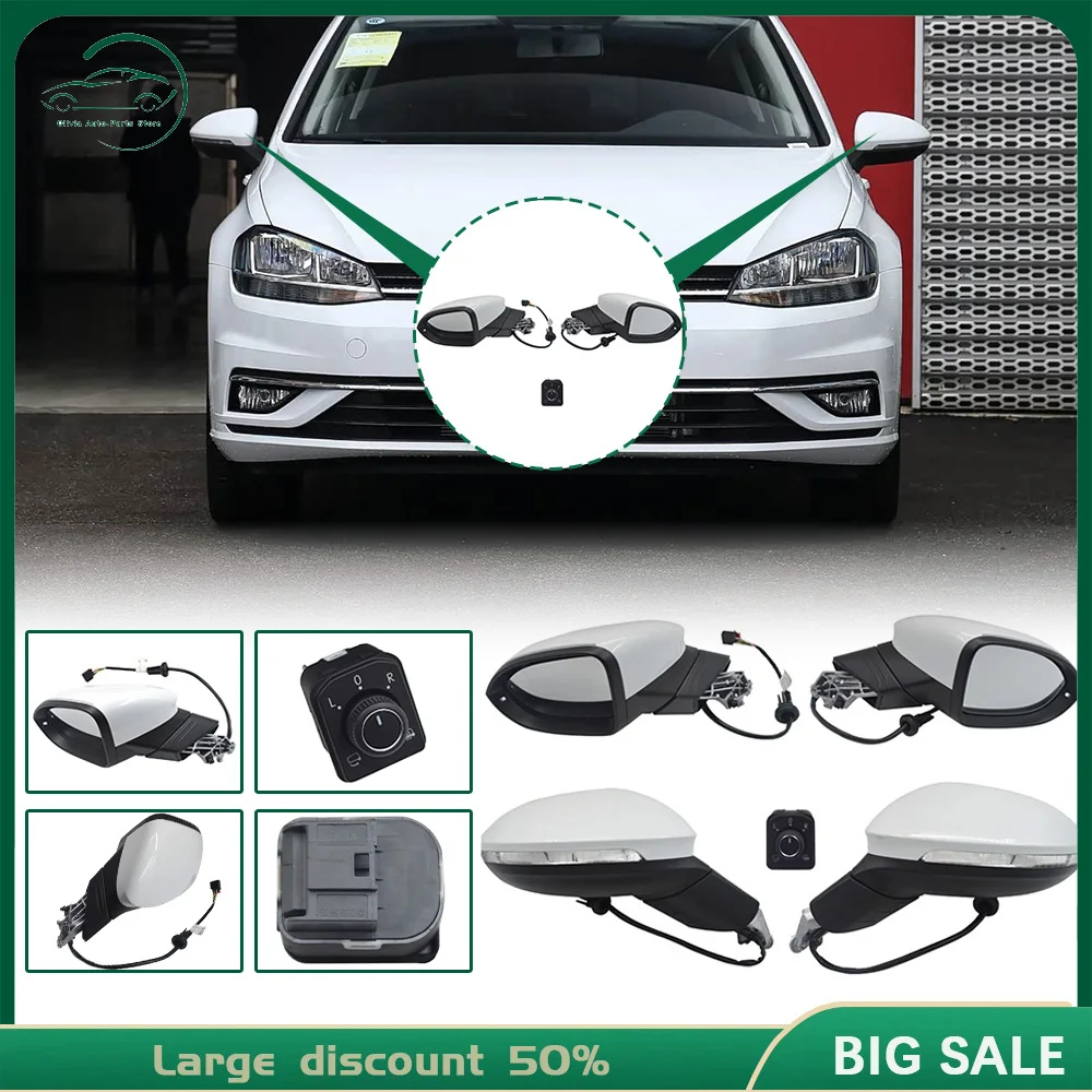 Para VW Golf 8 MK8 espejo retrovisor plegable eléctrico juego blanco