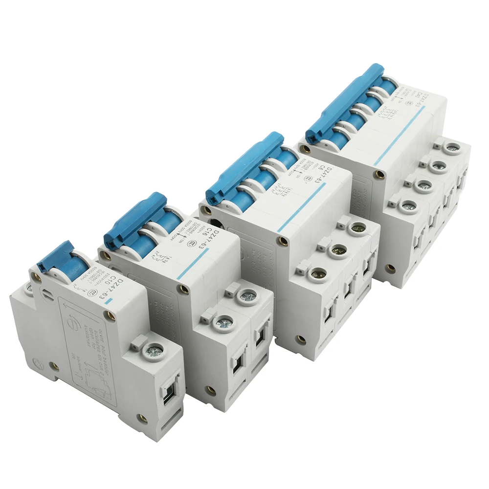DZ47-63 10A 16A 20A 25A 32A 63A 1P 2P 3P 4P التيار المتناوب 230 فولت 400 فولت قطاع دارة صغيرة MCB انقطاع التبديل قواطع المروحية
