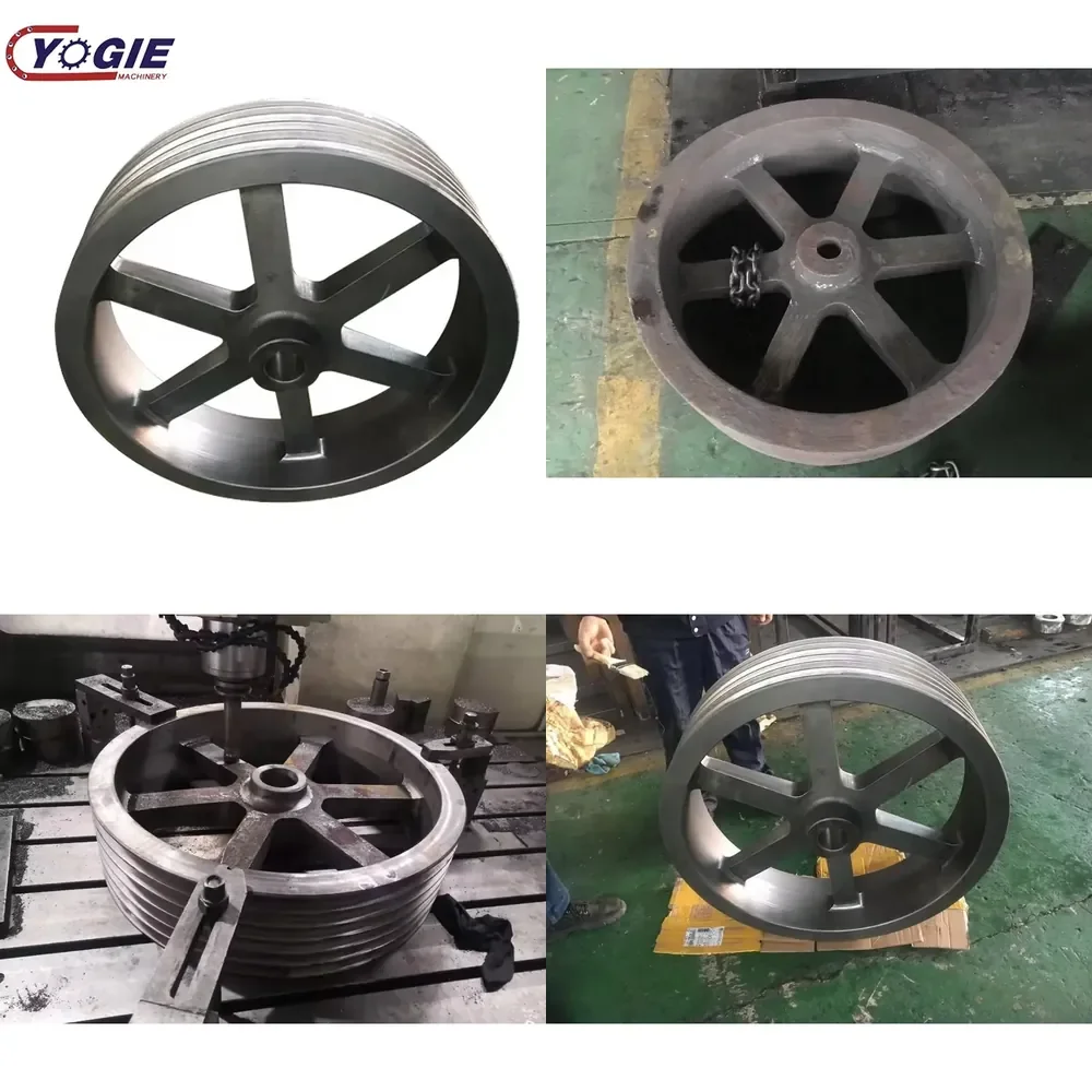 Custom Large Diameter Cast Iron Steel Grooved V-belt Pulley Wheel