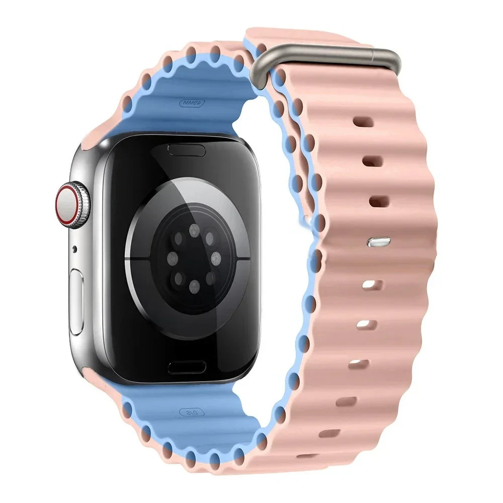 Ocean silicone strap for Apple Watch Ultra2 49mm 45mm 40mm 44mm 41mm sport bracelet for apple watch bands serie 9 8 7 6 5 4 3 SE