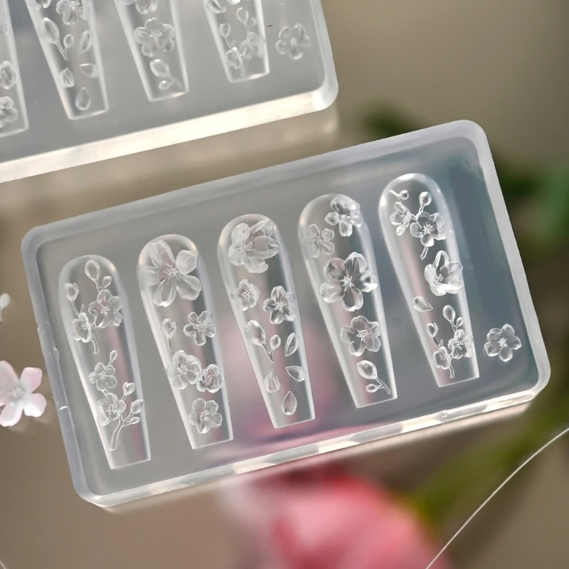 Silicone Art Template for Nail Decorations Embossed Accessories Making Molds Flower Embossing Tool