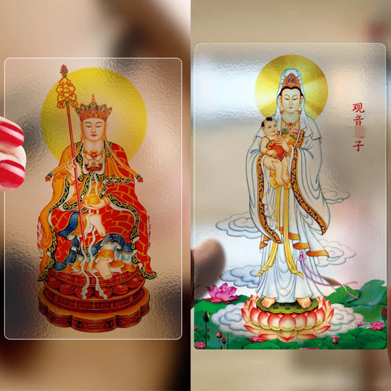 Namo Great Wish To ทิเบตพระโพธิสัตว์โปร่งใส PVC พระพุทธรูปการ์ดความปลอดภัย Amulet พุทธพระพุทธรูปการ์ด