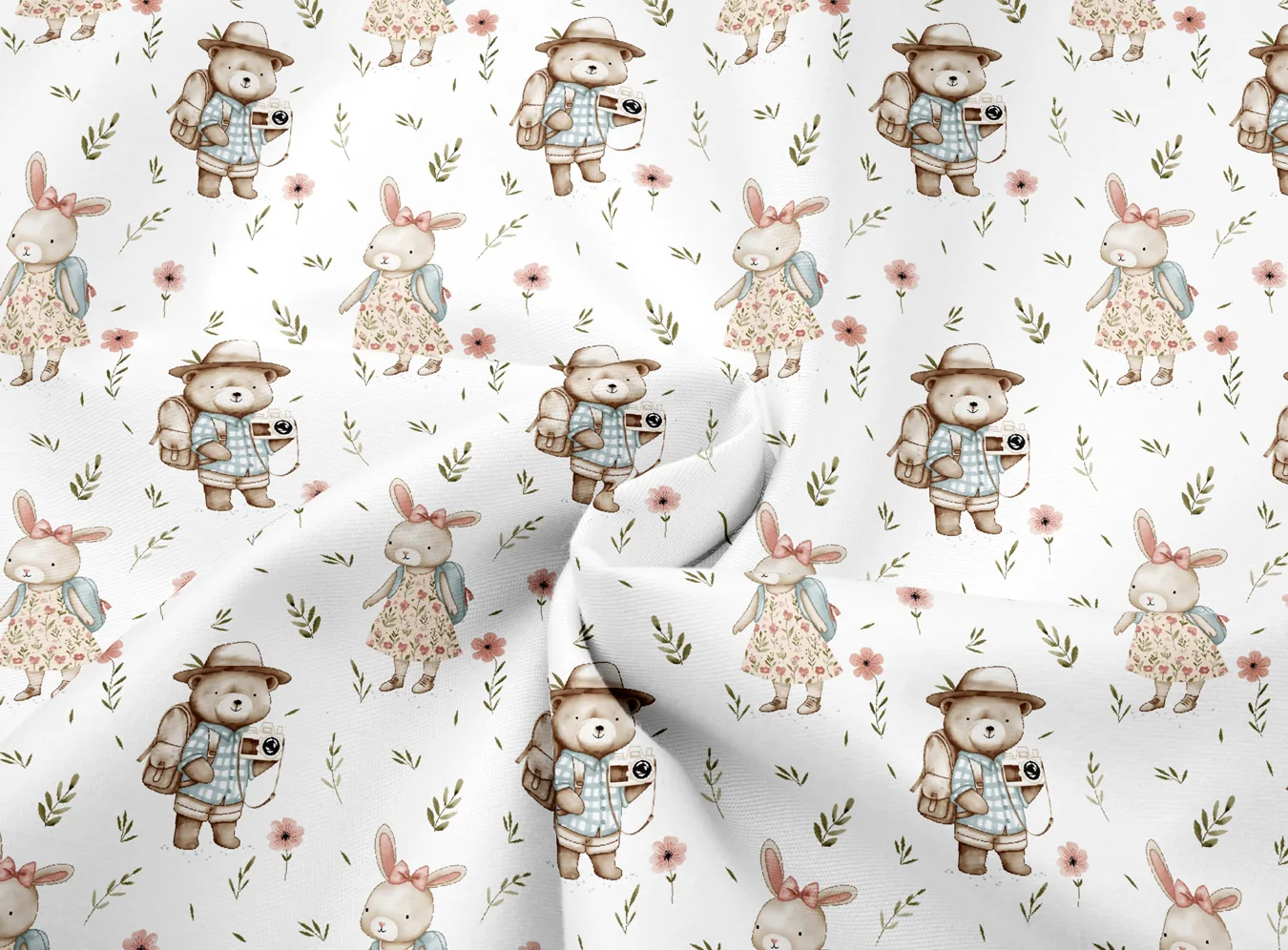 Cartoon Bear Rabbit Twill Cotton Fabric DIY Sewing Dress Patchwork Quilting Material Tissus For Baby&Child Dress Tecido Tilda