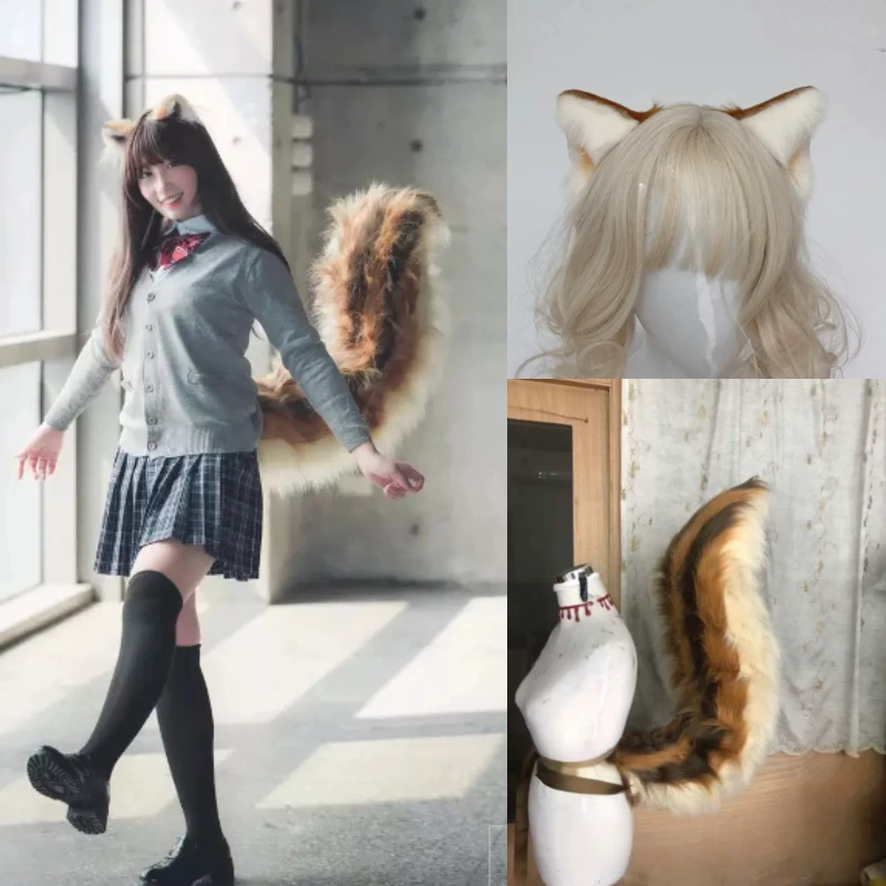 アニメ「新撰組」の主人公、新八のコスプレ用小道具。毛皮の尻尾と耳のセット。ふわふわで可愛らしいデザイン。ハロウィーンやカーニバルパーティーに最適。男女兼用。
