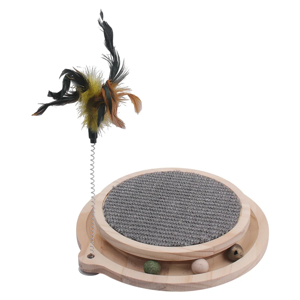 Cat Scratcher Cat Natural Sisal Scratching Pad Kitten Interactive Toy with Ball Track Ball for Chasing Hunting Mental Physical