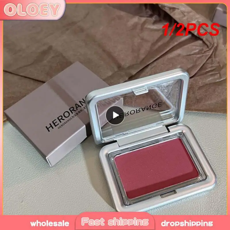 1/2PCS Peach Apricot Blush Palette Silky Monochromatic Matte Contour Blusher Lasting Natural Portable Clear Cheek Rouge Korean