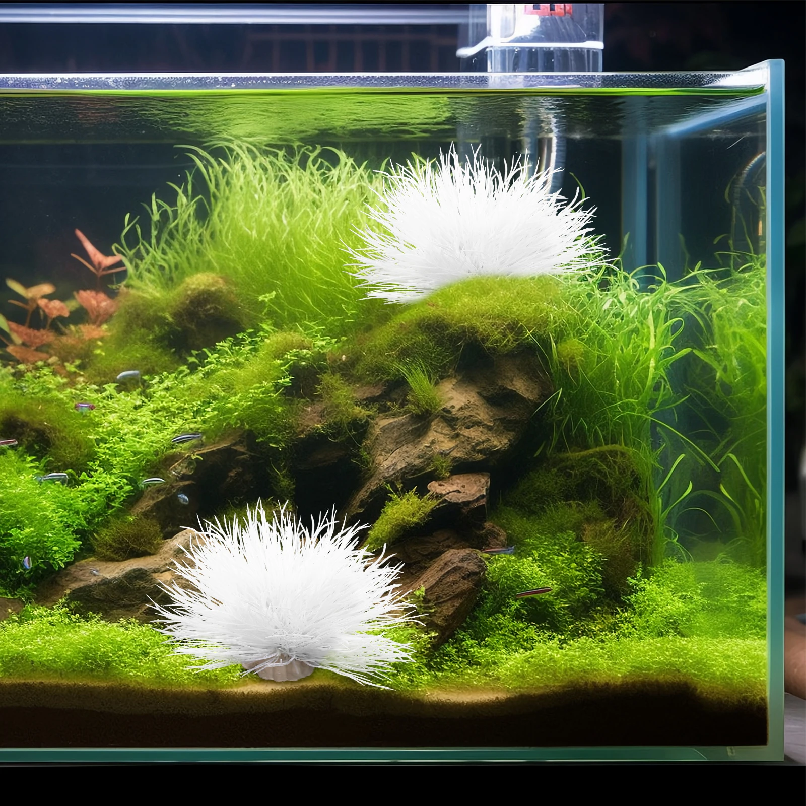 

Simulated Plant Decorations CPO103 White Large Size Fake Plants for Fish Tank Aquarium Decors Vibrant Artificial Plants Safe