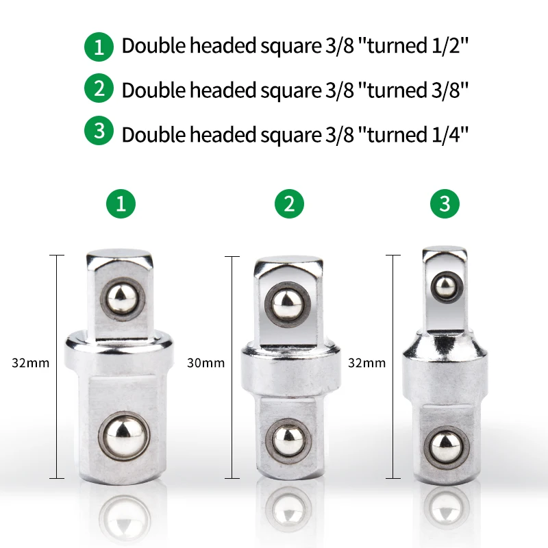 3pcs/set socket adapter variable diameter joint air cannon adapter mutual conversion accessory tool ratchet wrench adapter