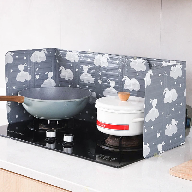 Kitchen Cooker Shield Splash Guard Cooking Frying Oil Splash Screen Cover Aluminium Foil Plate Gas Stove Splash Proof Baffle