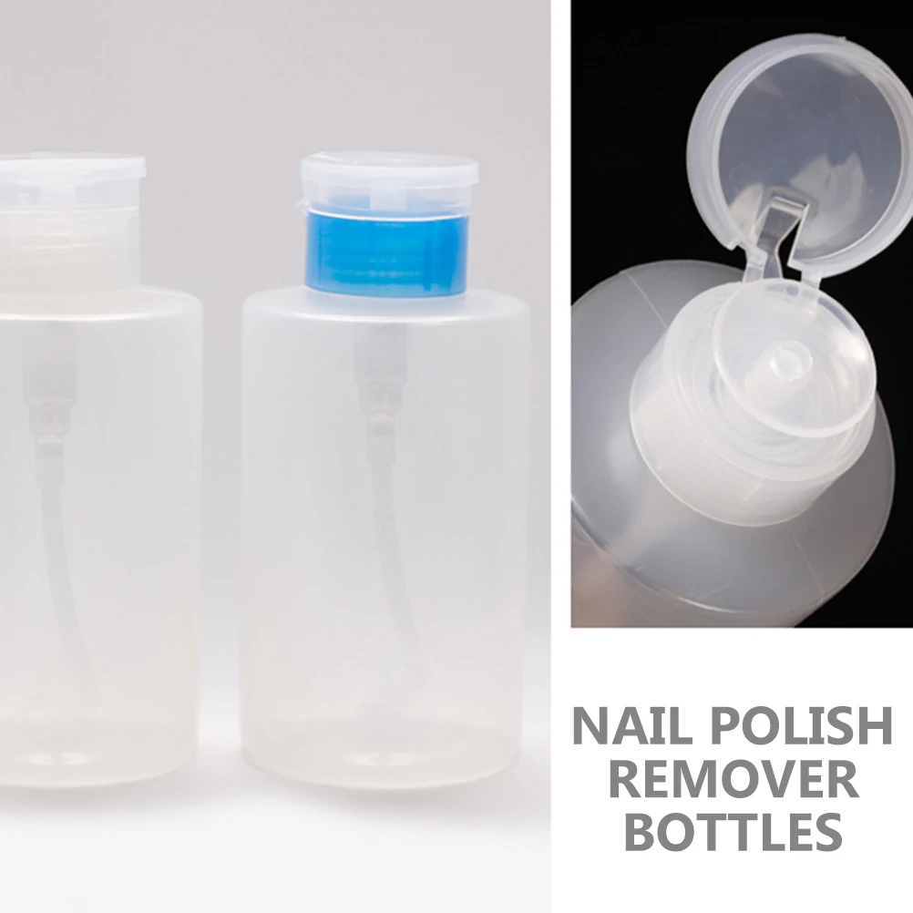 

2pcs Nail Polish Remover Empty Liquid Storage Bottles Travel Durable Refillable Press Bottles Wide Mouth Easy Dispensing