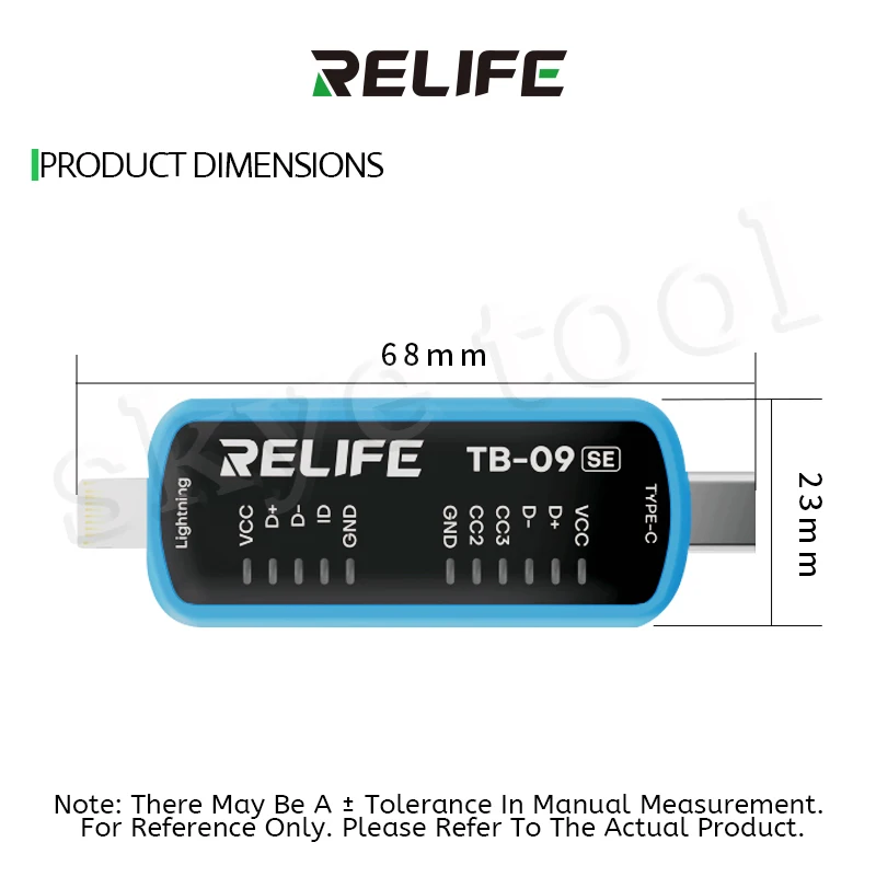 RELIFE TB-09 SE شحن ميناء تستر المزدوج التوصيل البرق نوع C أداة كشف الأخطاء السريعة لإصلاح الهاتف