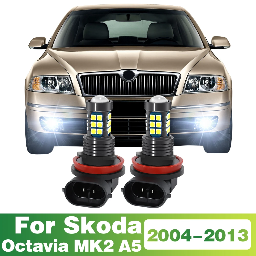 

2 Pcs LED Lamp Car Front Fog Light For Skoda Octavia MK2 A5 2004 2005 2006 2007 2008 2009 2010 2011 2012 2013 Accessories
